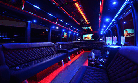 Racine 30 Passenger Party Bus Black Interior