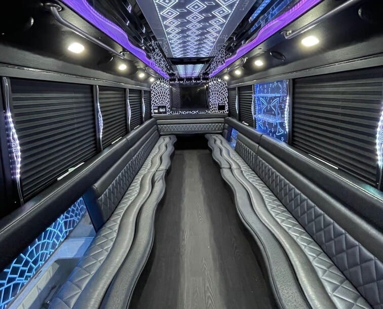 La Crosse 30 Passenger Party Bus White Interior